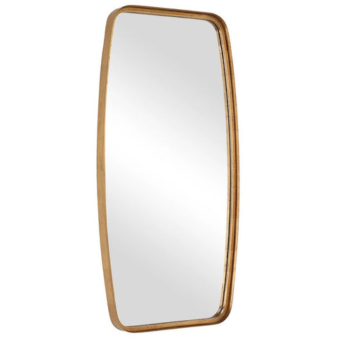 Contemporary Gold Leaf Glass Metal Framed Accent Wall Mirror