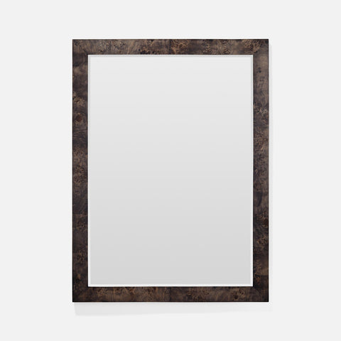 Contemporary Burled Wood Framed Accent Wall Mirror for Entryway