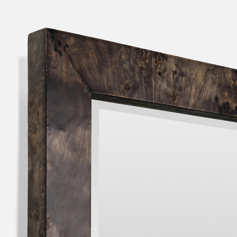 Contemporary Burled Wood Framed Accent Wall Mirror for Entryway