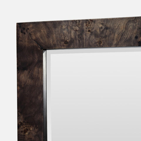 Contemporary Burled Wood Framed Accent Wall Mirror for Entryway