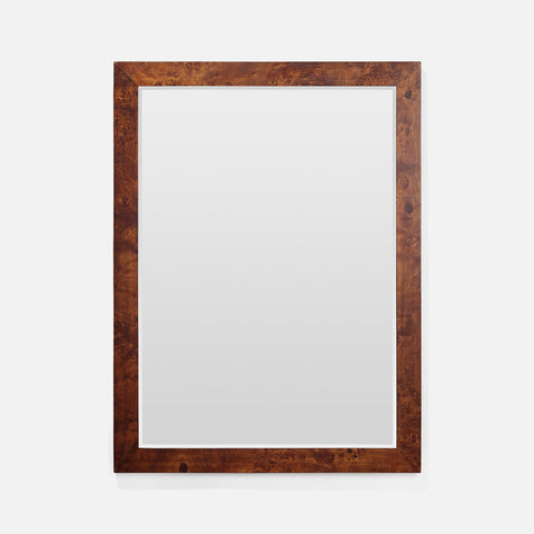 Contemporary Burled Wood Framed Accent Wall Mirror for Entryway
