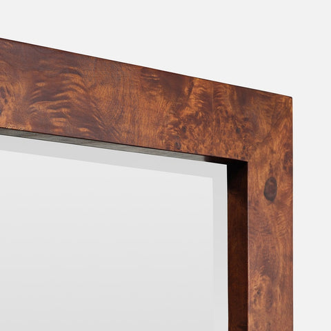 Contemporary Burled Wood Framed Accent Wall Mirror for Entryway