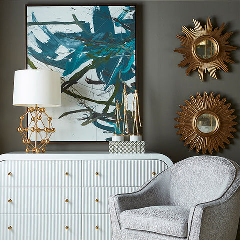 Traditional Gold Leaf Sunburst Accent Mirror for Dining Room