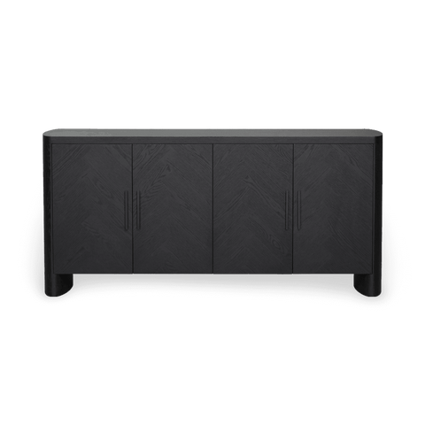 Modern Herringbone Sideboard with Pull Handles Cabinet