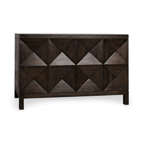Ebony Geometric Walnut Sideboard Cabinet
