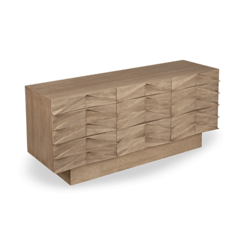 Abstract Mirror Walnut Sideboard Cabinet