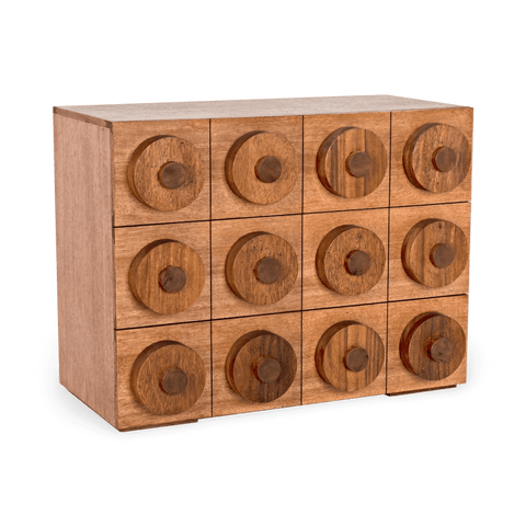 Scandinavian Walnut Veneer Geometric Sideboard