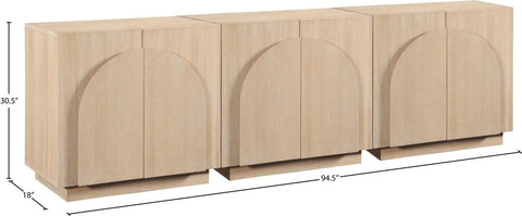 Minimalist Veneer Sideboard with Inset Handles Cabinet