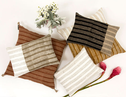 Filling Spaces Artful Traditionalist Modern Hand Block Print Accent Pillow - 18 x 18 - 20 x 20 - 22 x 22 - 24 x 24 - 26X 26 - 14 x 20 - 14 x 40 - 18 x 40 - 16 x 50