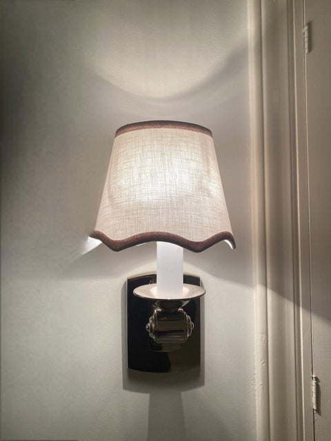 New - Scalloped Linen Snow Hardback Sconce Shade