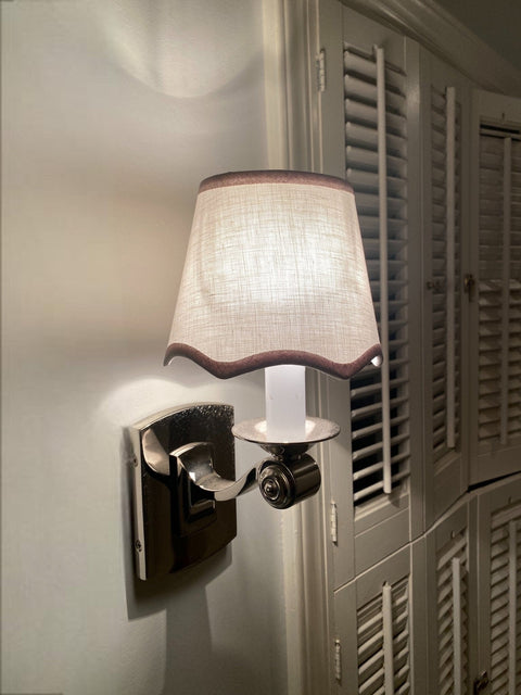 New - Scalloped Linen Snow Hardback Sconce Shade
