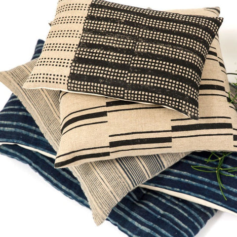 Filling Spaces Artful Traditionalist Hand Block Print Lumbar Pillow - 18 x 18 - 20 x 20 - 22 x 22 - 24 x 24 - 26X 26 - 14 x 20 - 14 x 40 - 18 x 40 - 16 x 50