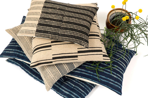 Filling Spaces Monochromatic Hand Block Print Accent Pillow Contemporary Style - 18 x 18 - 20 x 20 - 22 x 22 - 24 x 24 - 26X 26 - 14 x 20 - 14 x 40 - 18 x 40 - 16 x 50