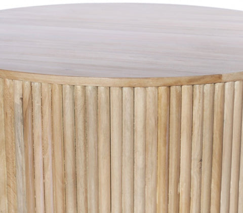 Meridian Furniture Inc. Oakhill Scandinavian Drum Coffee Table with Fluted Details - 36 W