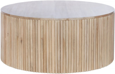 Meridian Furniture Inc. Oakhill Scandinavian Drum Coffee Table with Fluted Details - 36 W