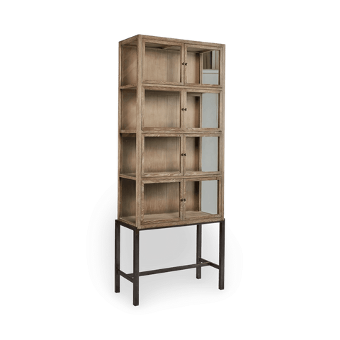 Veso Washed Oak and Glass Contemporary Display Cabinet