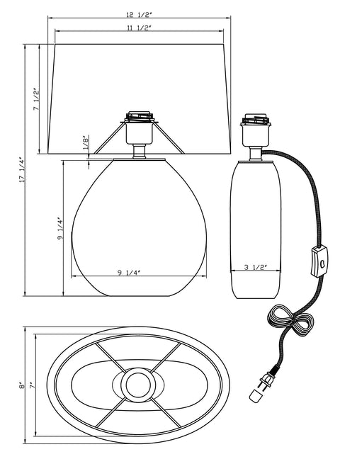 Oriole Modern Handcrafted Oval Accent Table Lamp