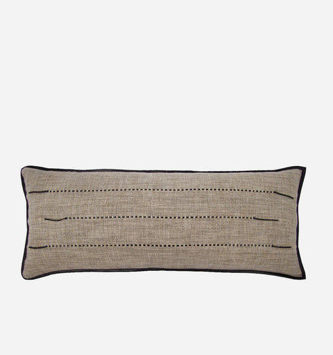 De Le Cuona Inc Classic Organic Lumbar Pillow with Contrast Trim - 35 x 16