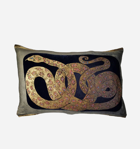 Artful Traditionalist Art Deco Animal Graphic Velvet Accent Pillow