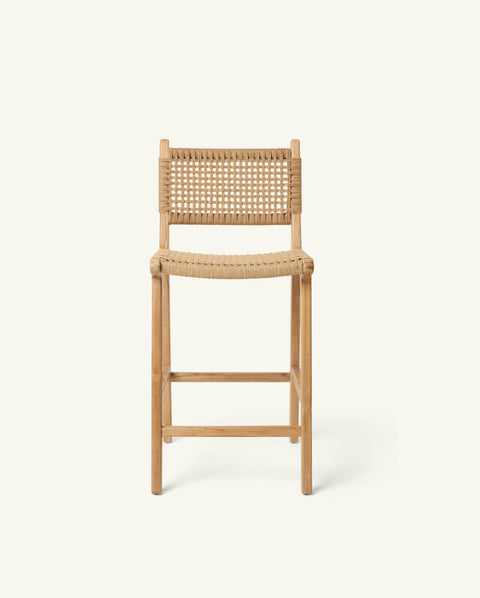 Outdoor Living & Garden Scandinavian Teak Slat Counter Stool