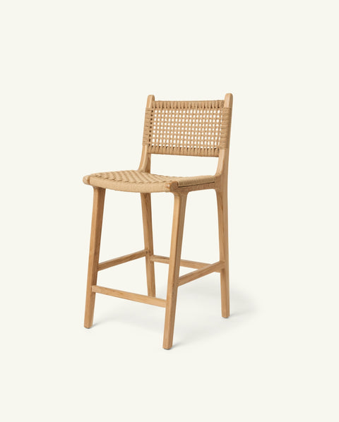 Outdoor Living & Garden Scandinavian Teak Slat Counter Stool