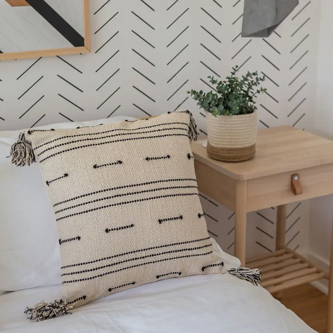 Powered by People Artful Traditionalist Bohemian Handwoven Square Throw Pillow - 18 x 18