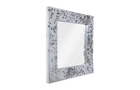 Contemporary Organic Silver Leaf Textured Accent Wall Mirror