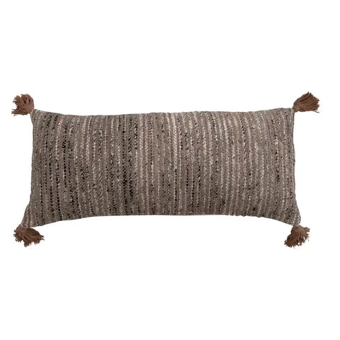 The Lifestyle Lab Classic Bohemian Stripe Lumbar Pillow with Tassels - 36 x 16