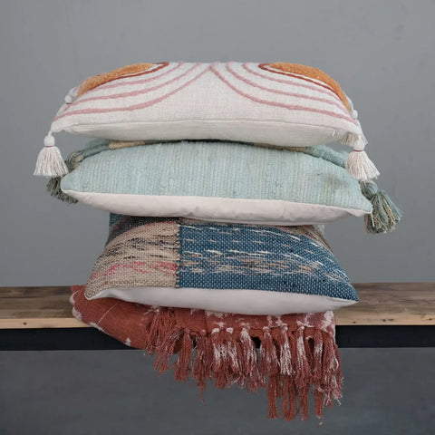 The Lifestyle Lab Artful Traditionalist Bohemian Geometric Tufted Lumbar Pillow - 24 x 12