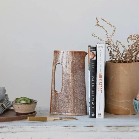 Decorating Essentials Contemporary Pitcher Vase with Reactive Glaze