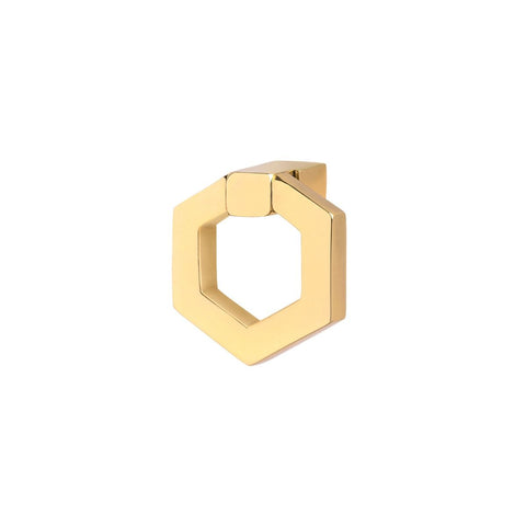 Harper Modern Polished Brass Hexagon Ring