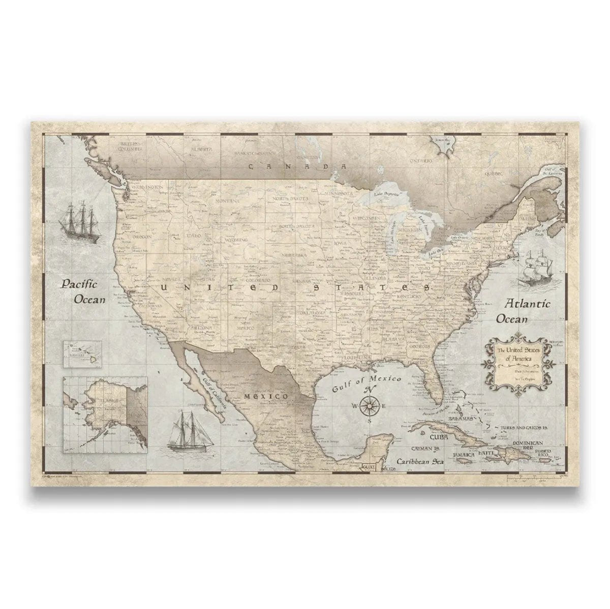 Push Pin USA Pin Board Map - Rustic Vintage - Pins Included! – Circa