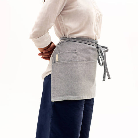 Waist Solid Apron with Patch Pockets