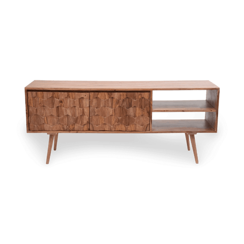 Mid Century Abstract Rectangle Media Storage with Tapered Legs