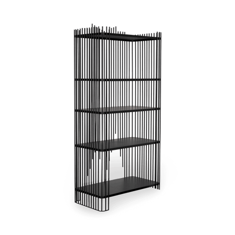 Industrial Geometric Steel Bookcase with Matte Finish