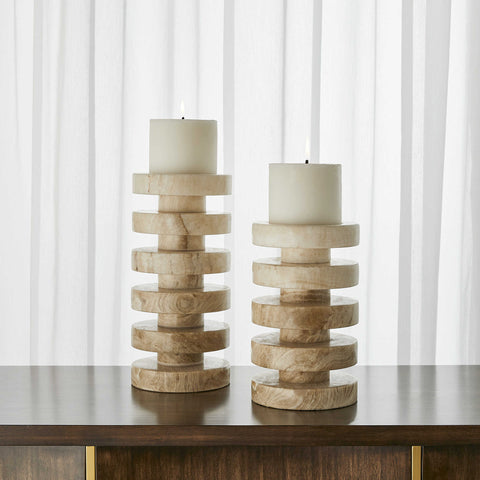 Contemporary Cylindrical Candle Stand Set - Set of 2