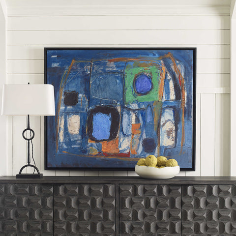Night Life Framed Canvas Contemporary Abstract Painting