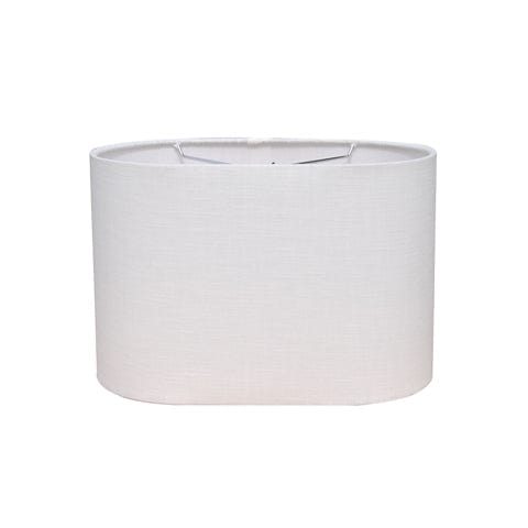 Racetrack Oval Hand Rolled Edge Hard Back Fine Linen Lamp Shade - White