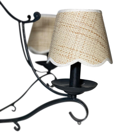 Raffia Hardback Scalloped Chandelier Shade - Two Sizes 5” & 6” Base
