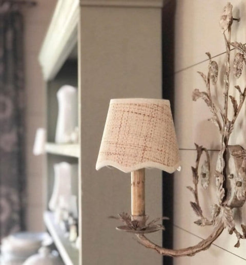 Raffia Hardback Scalloped Chandelier Shade - Two Sizes 5” & 6” Base