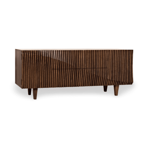 Walnut Geometric Sideboard Cabinet