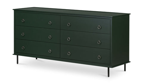Contemporary Painted Double Dresser with Pull Handles Drawer Chest