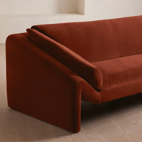 Amble Modern Velvet Standard Sofa with Curved Armrests