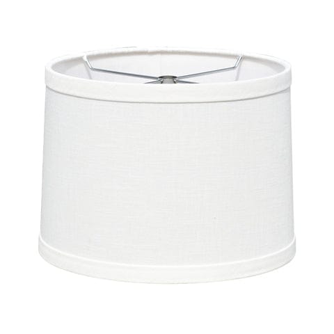 Retro Drum Hard Back/W Trim Fine Linen Lamp Shade - White