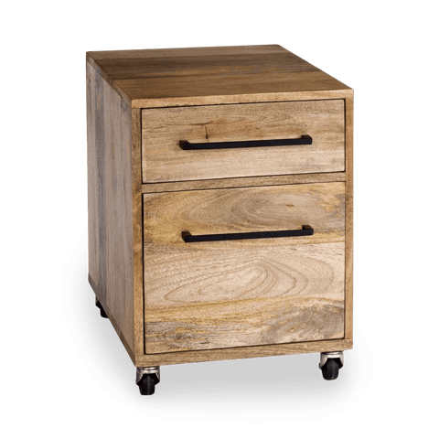 Contemporary Neutral Iron Wood File Cabinet