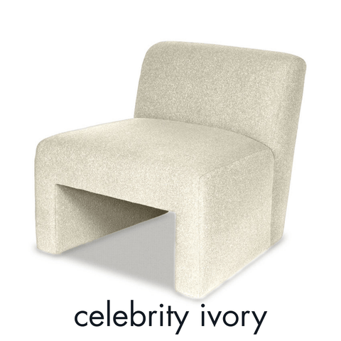 Timeless Minimalist Armless Club Lounge Chair in Study Hall Ivory