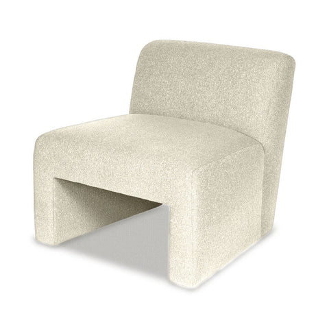 Timeless Minimalist Armless Club Lounge Chair in Study Hall Ivory