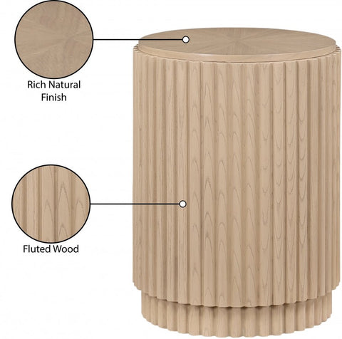 Meridian Furniture Inc. Ronin Mid Century Fluted Drum Accent Table - 17.5 W