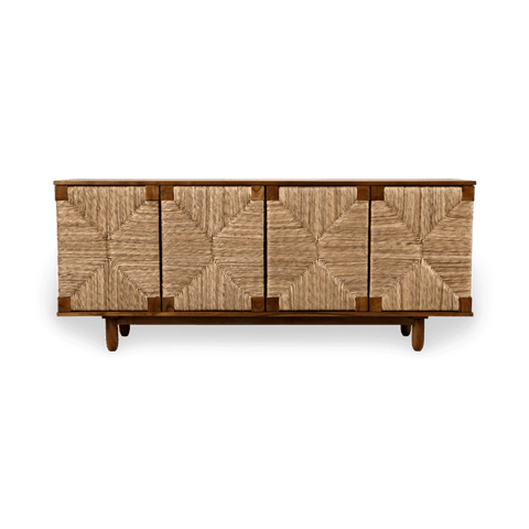 Geometric Teak Sideboard Cabinet