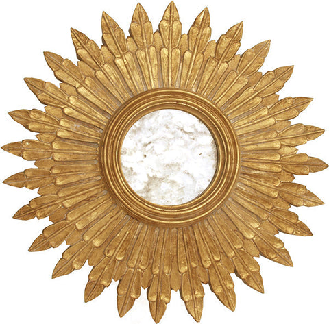 Traditional Gold Leaf Sunburst Accent Mirror for Dining Room
